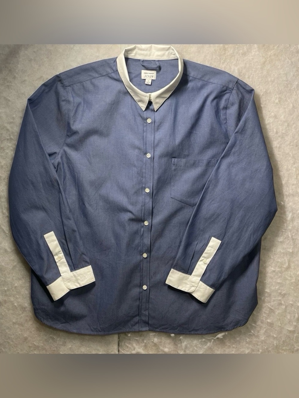 J.Crew Blue White Marie Marot Shirt ASO Meghan Markle Sz extra Large XL - Picture 2 of 4